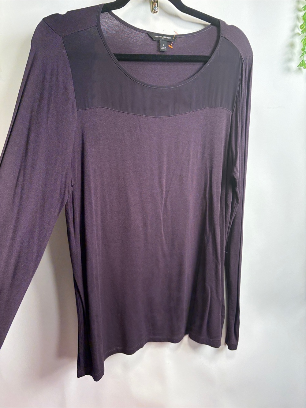 Banana Republic Plum Long Sleeve Top with Scoop Neck